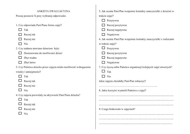 Ankiety ewaluacyjne