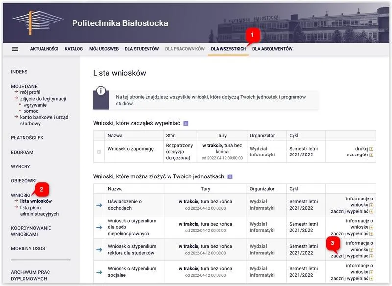 Dokumenty do wniosku o stypendium