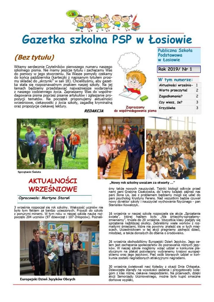 Planowanie tematyki gazetki szkolnej