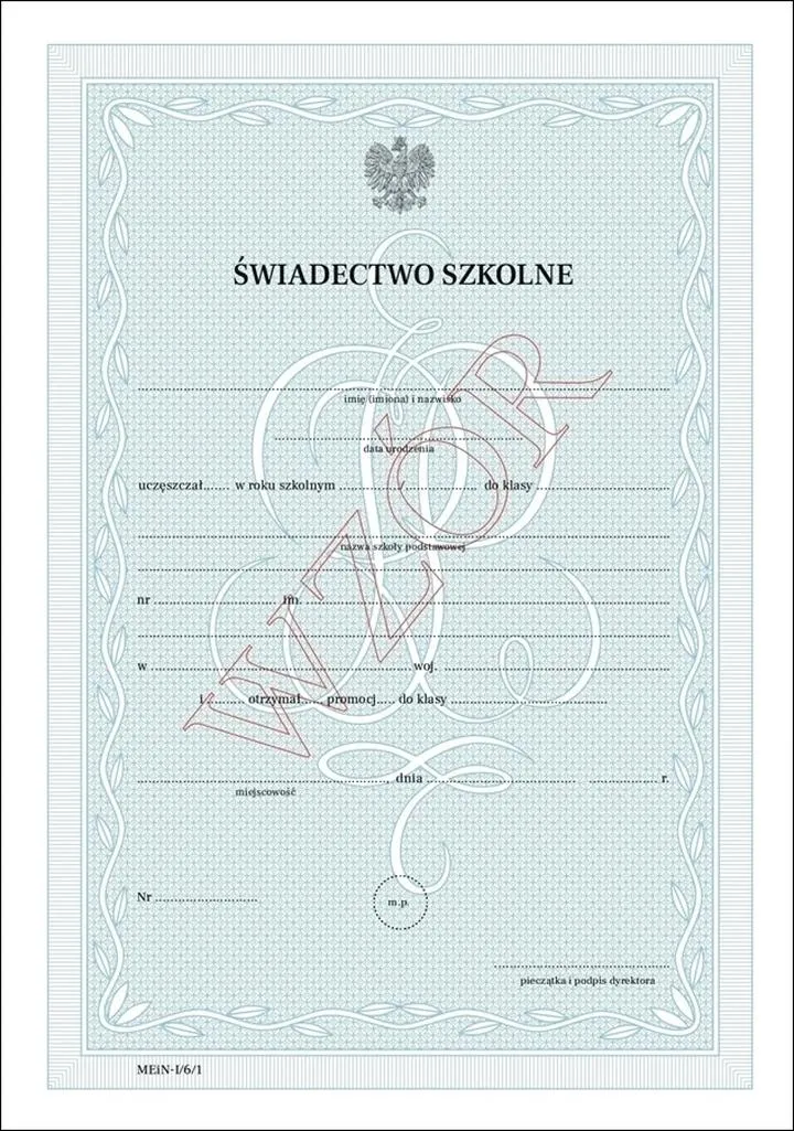 Uczeń nieklasyfikowany świadectwo