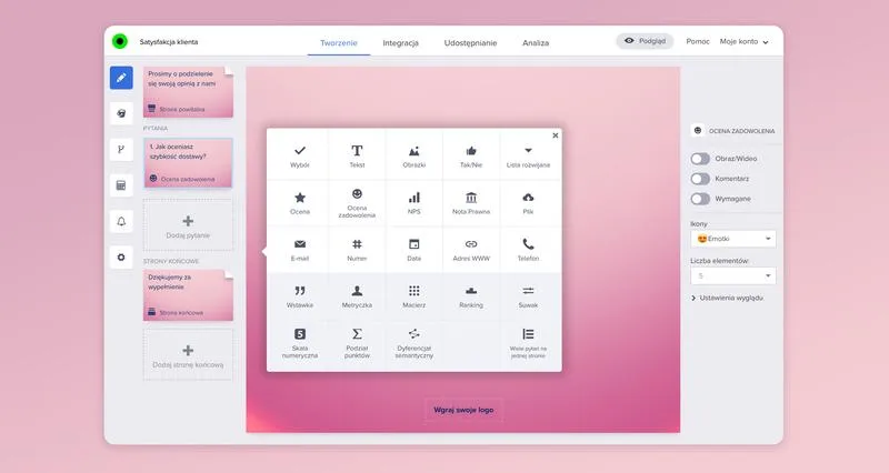 Udostępnienie ankiety online