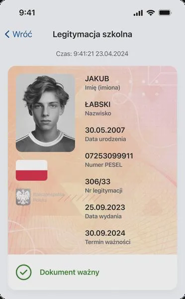 Znalezienie numeru legitymacji